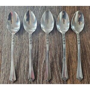 Orleans Silver ORL31 Stainless Korea Lot of 5 Tablespoons Scroll Fan C
